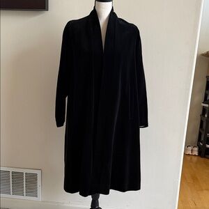 Elegant Black Velveteen Overcoat